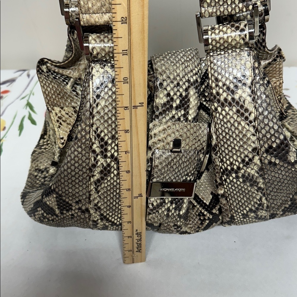 MICHAEL KORS Authentic Natural Brown Python Rehearsal Drawstring Shoulder Bag - Picture 15 of 16